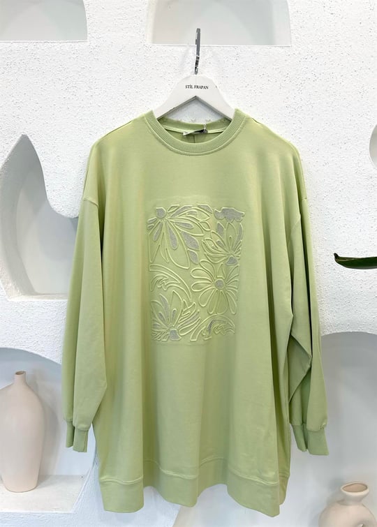 SU YEŞİLİ GOFRELİ SWEAT 