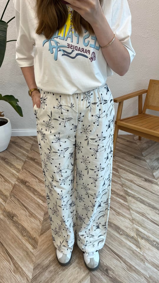 TAŞ 1710 NAKIŞLI KETEN PANTOLON
