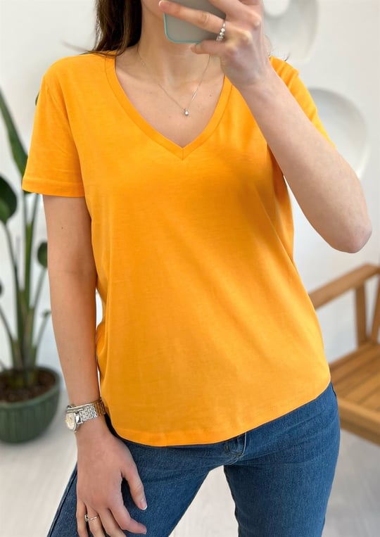 TURUNCU 3470 V YAKA TSHIRT