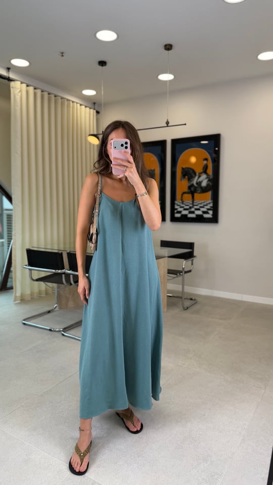 YEŞİL 2975 ASKILI ELBİSE
