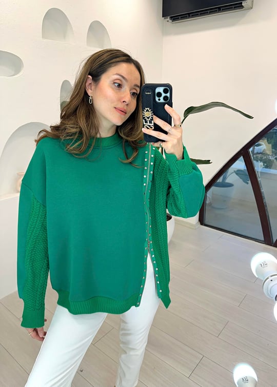 YEŞİL 3521 FERMUARLI SWEAT