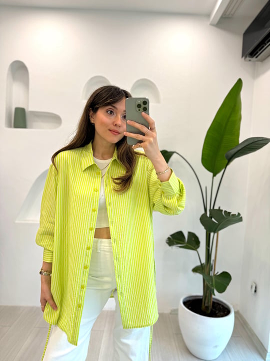 YEŞİL 8969 ÇİZGİLİ GÖMLEK