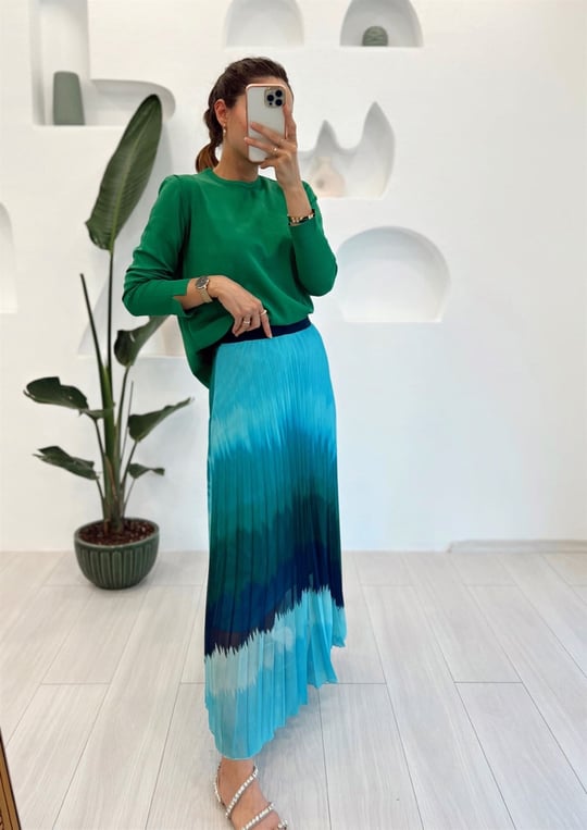 YEŞİL COLOURFUL ETEK 