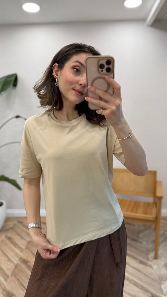 AÇIK BEJ 3683 BASİC TSHIRT