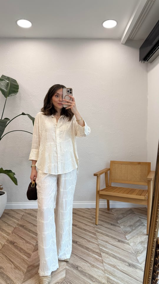 AÇIK BEJ 4827 NAKIŞLI PANTOLON