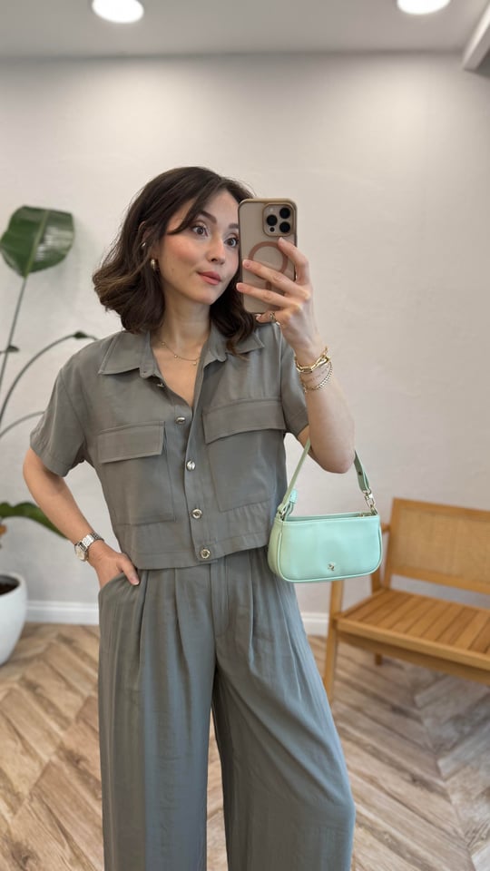 AÇIK HAKİ 4661 TENCEL GÖMLEK TAKIM 