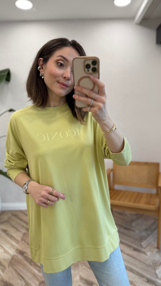 AÇIK LİME 34297 BASKILI SWEAT