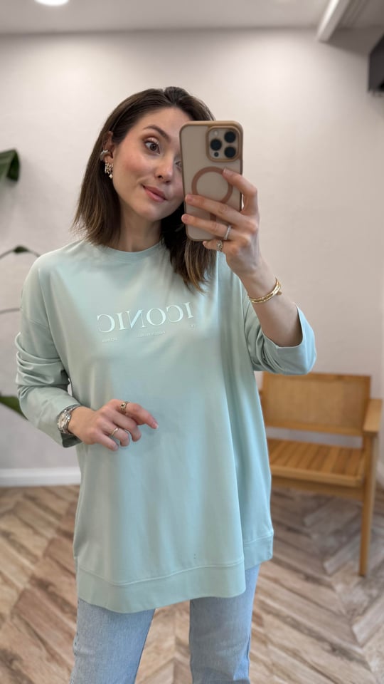AÇIK MİNT 34297 BASKILI SWEAT