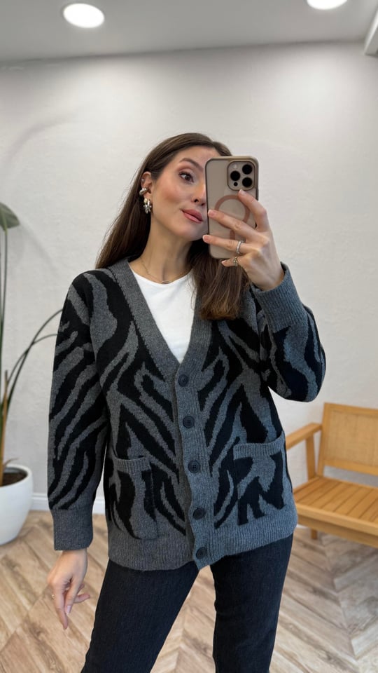 ANTRASİT 1119 ZEBRA DESEN HIRKA 