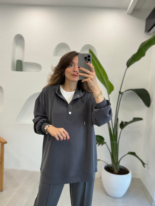 ANTRASİT 33651 ÇITÇIT DETAY SWEAT
