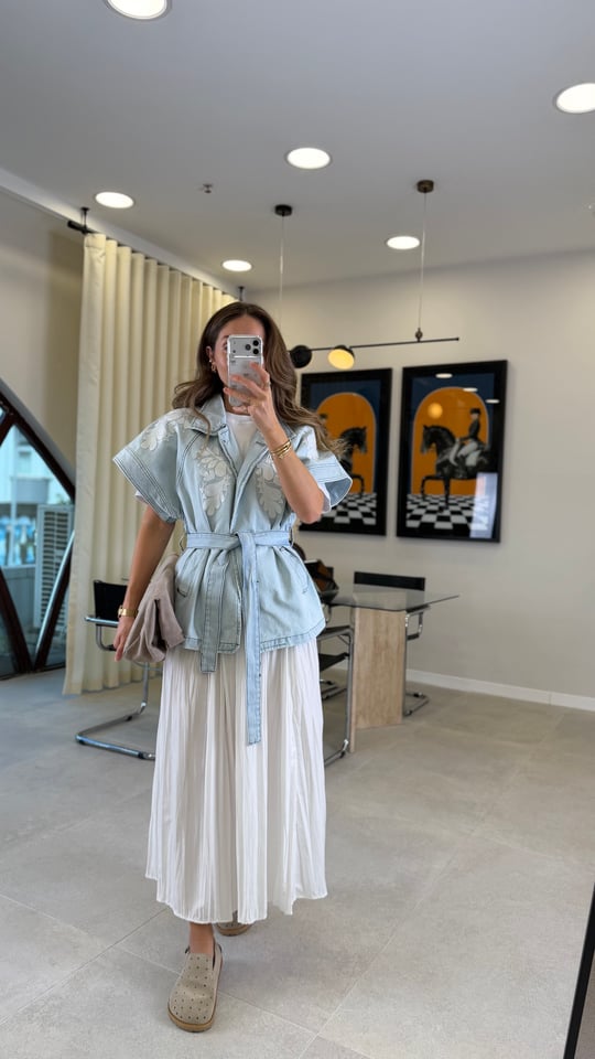 BEBE MAVİ 1077 NAKIŞLI DENİM YELEK 