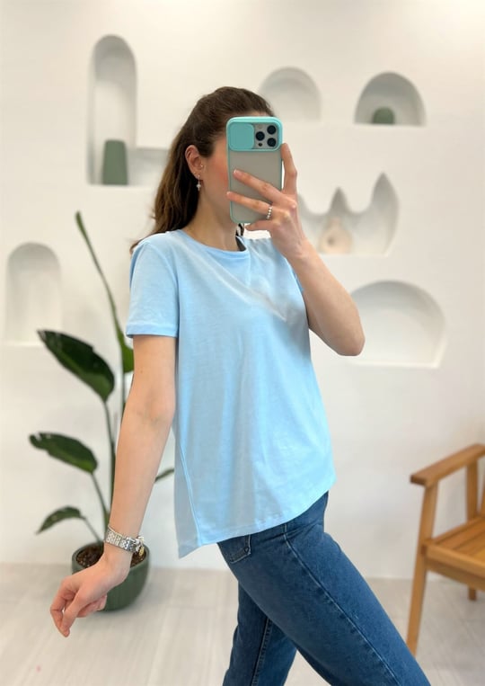 BEBE MAVİ 3471 BİSİKLET YAKA TSHIRT