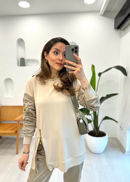 BEJ 4457 KOL SATEN SWEATSHİRT