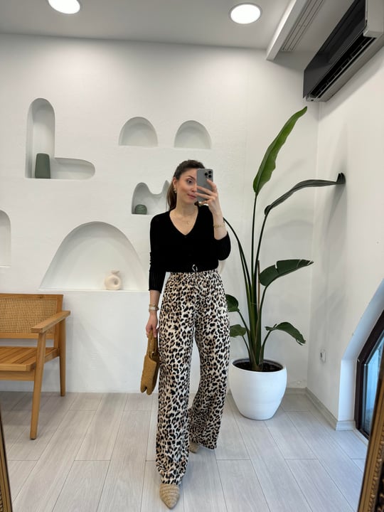 BEJ 6342 LEOPAR DESEN PANTOLON