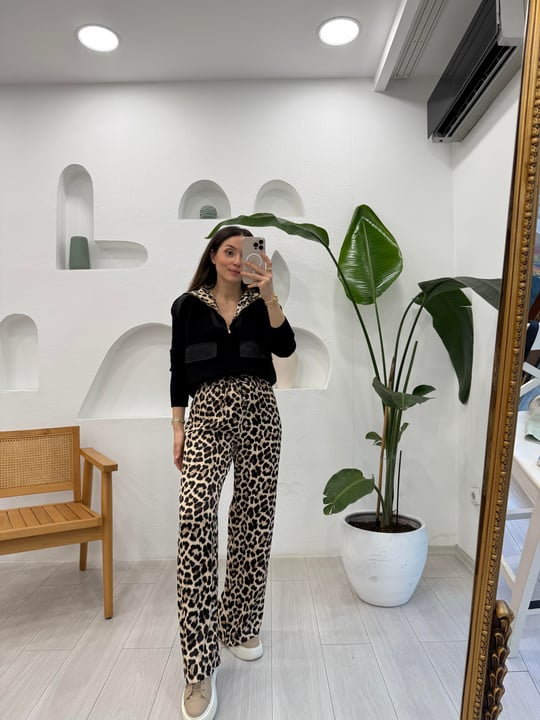 BEJ 6669 LEOPAR DESEN PANTOLON