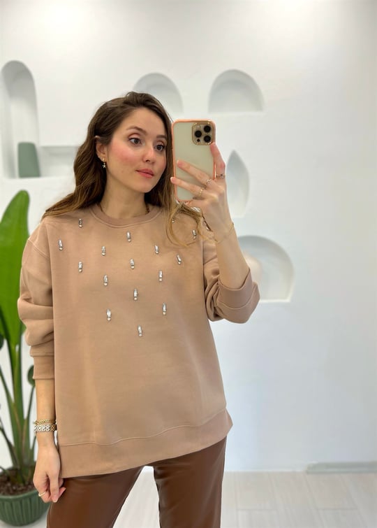 BEJ TAŞLI SWEAT
