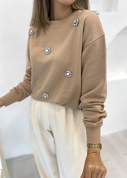 BEJ TAŞLI SWEAT