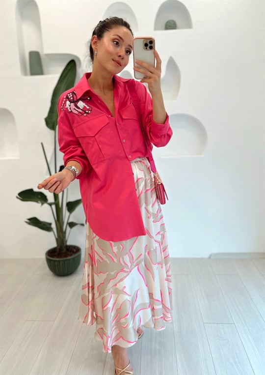 BEJ/PEMBE DESENLİ STREET ETEK