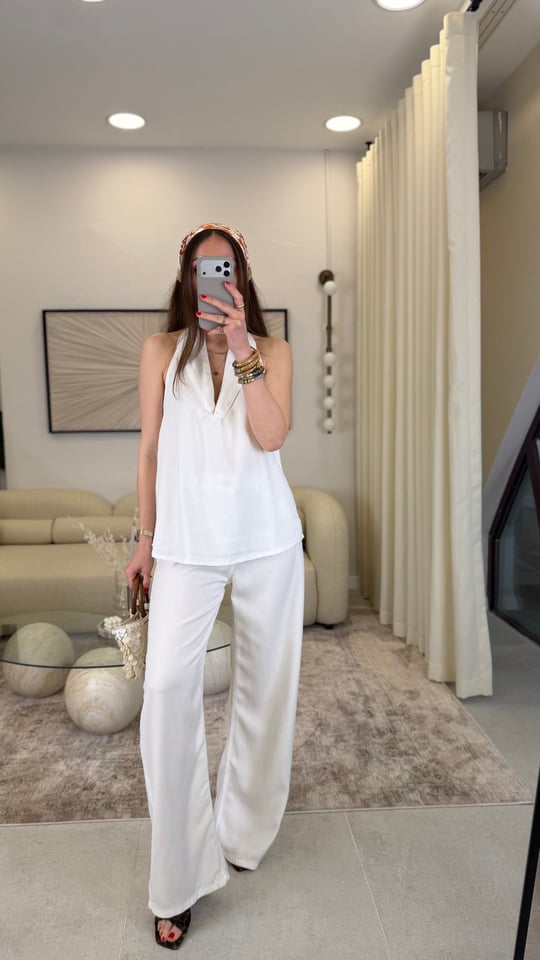 BEYAZ 0089 V YAKA TENCEL TAKIM 