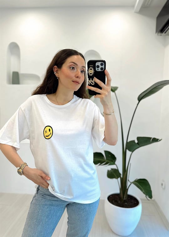 BEYAZ 1259 SAD BEAR BASKILI TSHİRT 