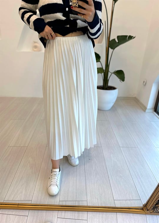 BEYAZ 3298 PİLELİ ETEK