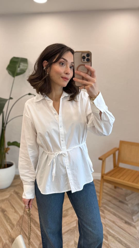 BEYAZ 4013 BAĞCIKLI GÖMLEK