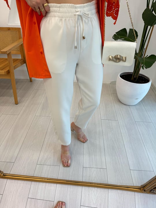 BEYAZ 50958 LASTİKLİ PANTOLON