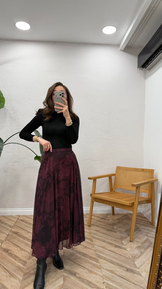 BORDO 0615 ŞİFON ETEK