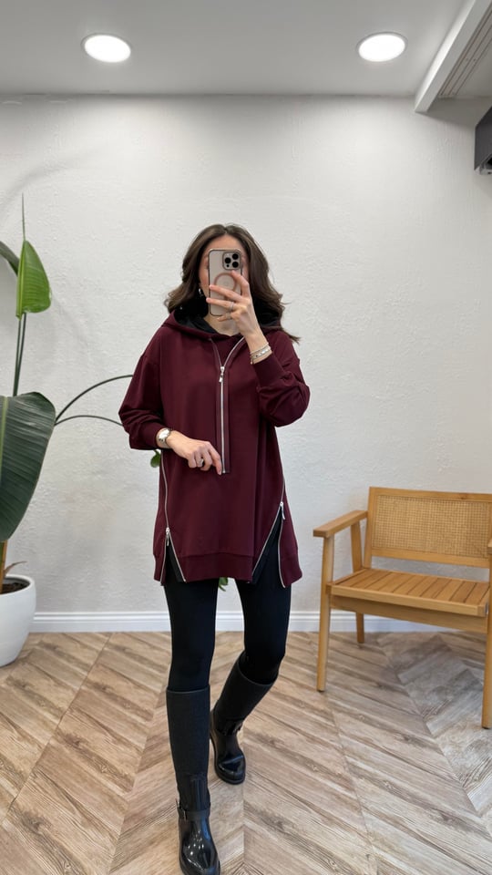 BORDO 0731 FERMUAR DETAY SWEAT