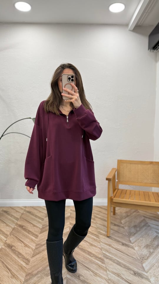 BORDO 5893 YÜKSEK YAKA SWEAT 