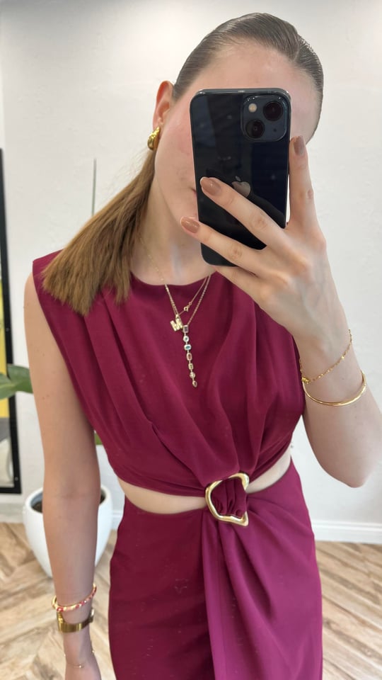 BORDO 8190 GOLD TOKALI ELBİSE