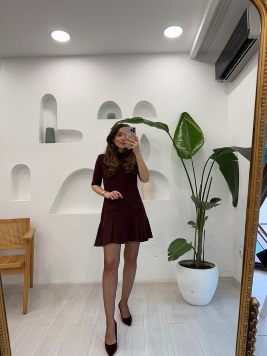 BORDO 91334 ELBİSE
