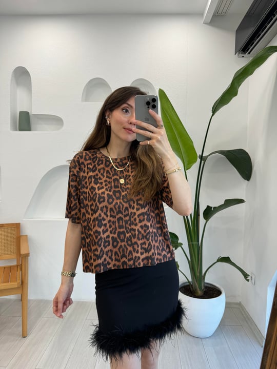 CAMEL 10616 LEOPAR DESEN TRİKO BLUZ