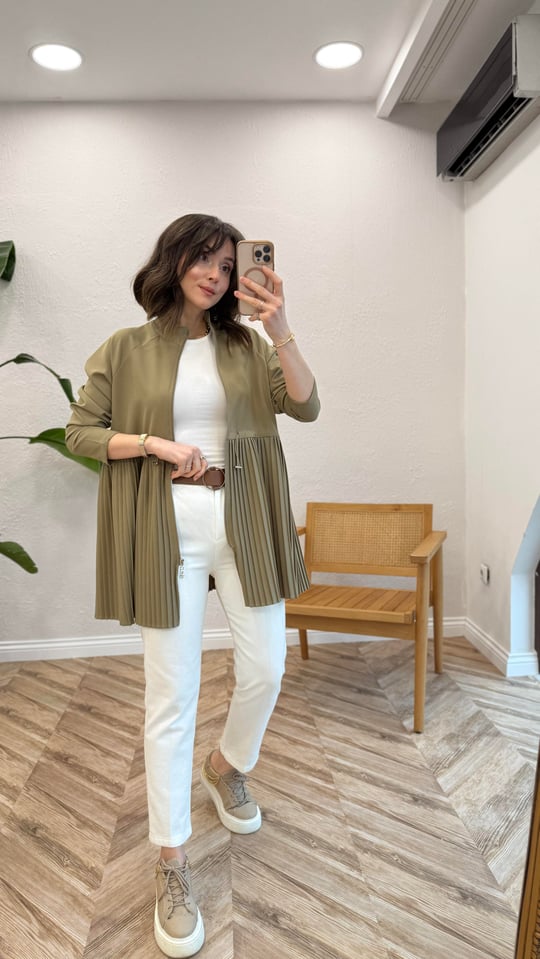 EKRU 0755 BELİ KEMERLİ PANTOLON 