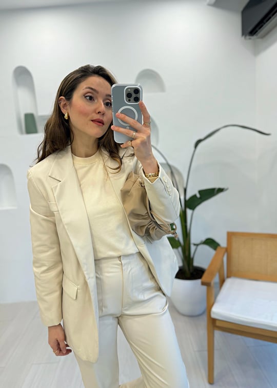 EKRU 1135 DERİ BLAZER CEKET