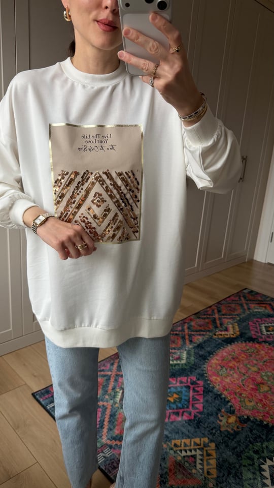 EKRU 2695 PUL DETAY SWEATSHİRT 