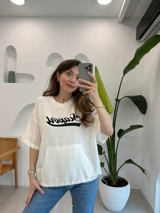 EKRU 31776 KETEN TSHİRT