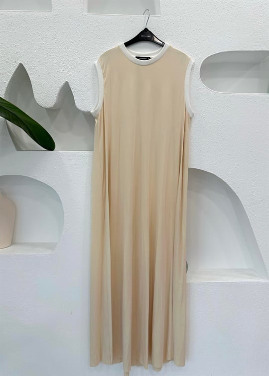 EKRU 3766 KOLSUZ BAMBU ELBİSE