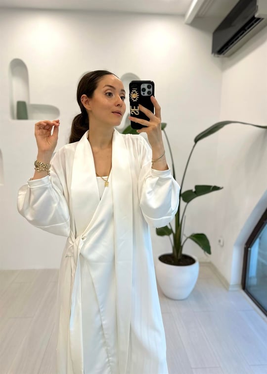 EKRU 3842 İNCE ÇİZGİLİ KAFTAN 