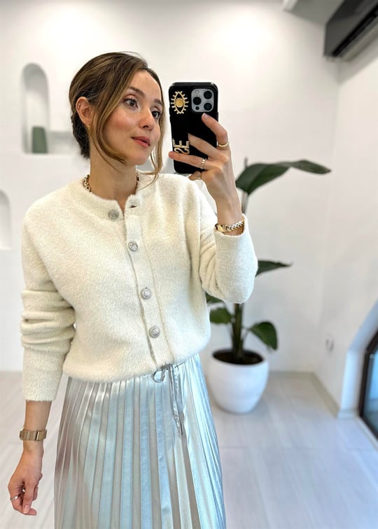 EKRU 4088 SİMLİ ANGORA HIRKA