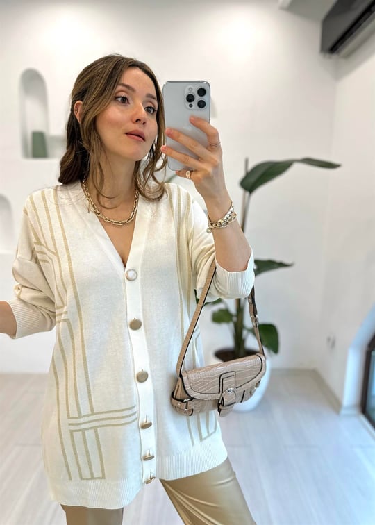 EKRU 4089 SİMLİ TRİKO HIRKA 