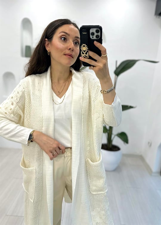 EKRU 48100 ÖRGÜ TRİKO HIRKA