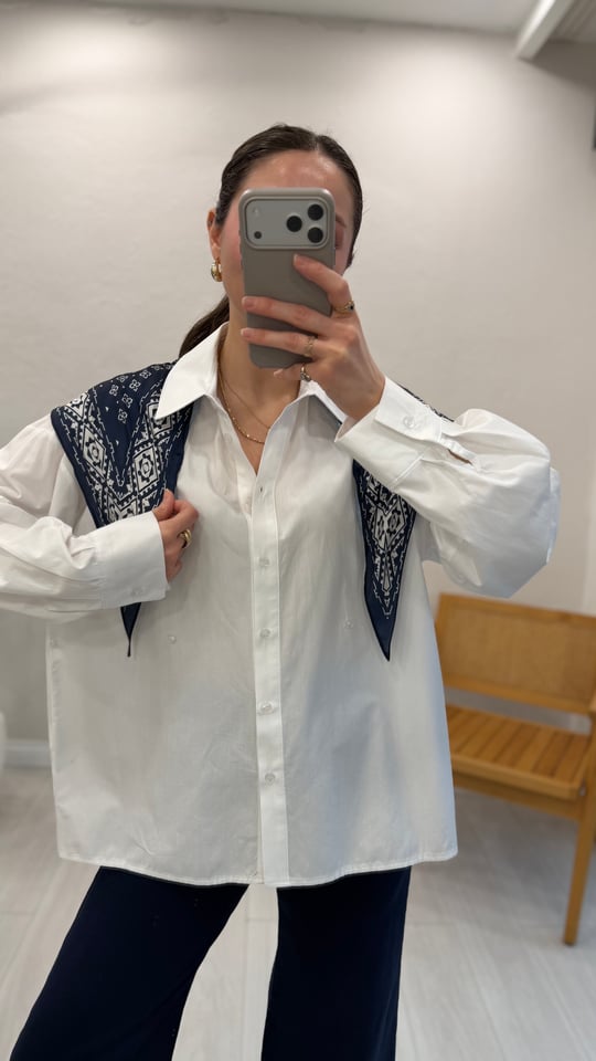 EKRU 5803 ŞAL DETAY GÖMLEK 