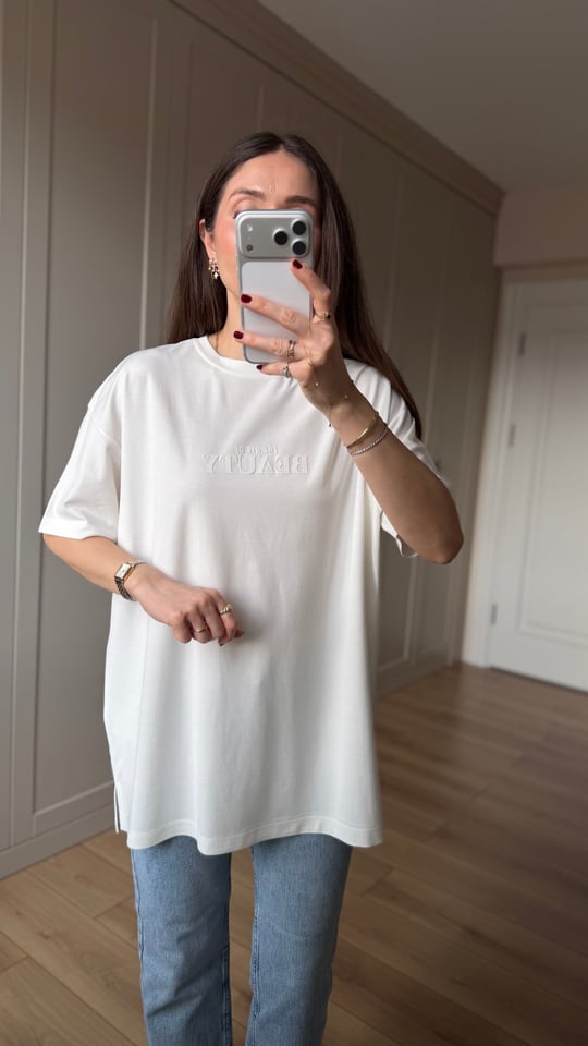EKRU 6462 BEAUTY BASKI TİŞÖRT 