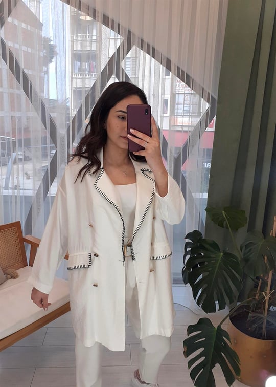 EKRU ÇOBAN DİKİŞLİ CEKET
