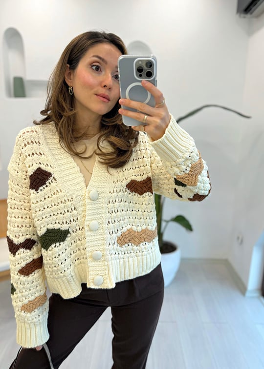 EKRU-KAHVE 3955 BLOK RENKLİ HIRKA 