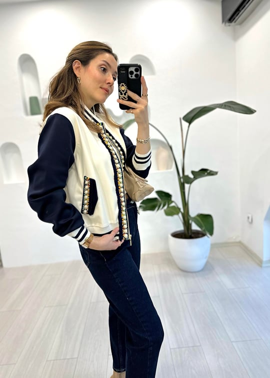 EKRU-LACİVERT 4021 BOMBER CEKET
