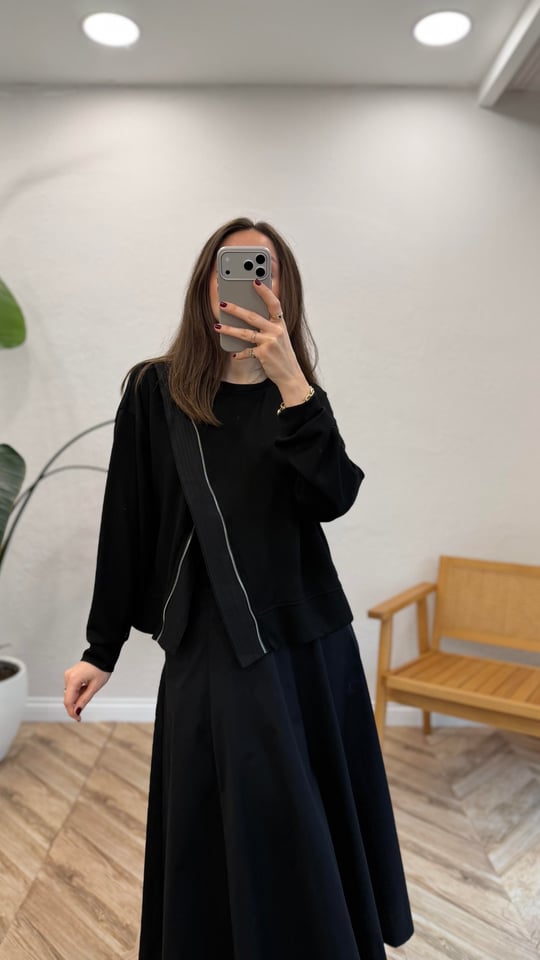 FLOW 0687 FERMUARLI SWEAT SİYAH S