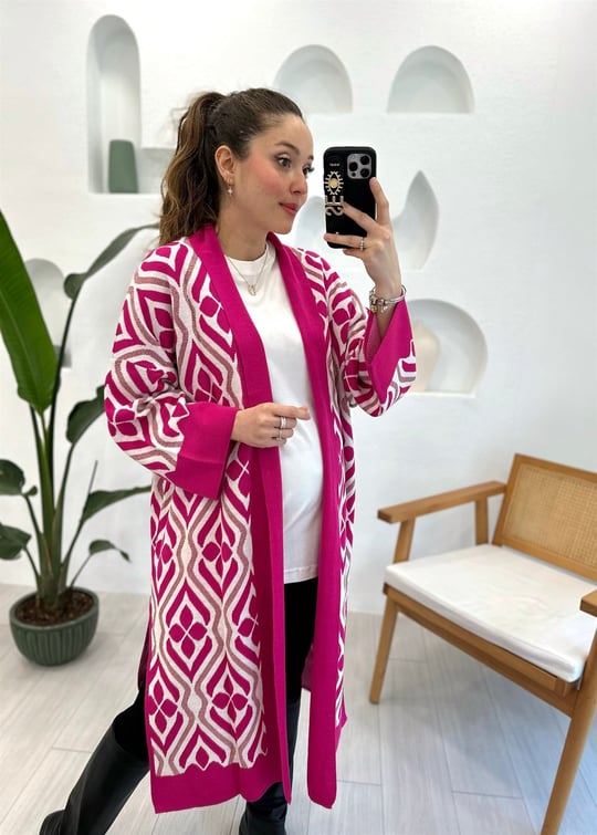 FUŞYA ALLOVE DESEN TRİKO HIRKA 