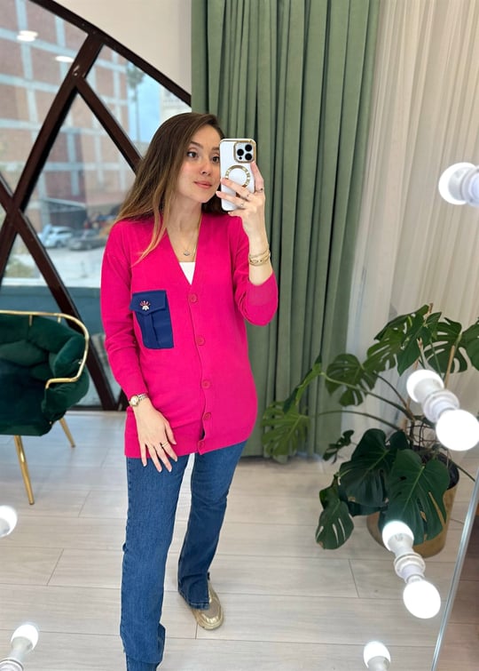 FUŞYA VİSCON SATEN CEP DETAY HIRKA 